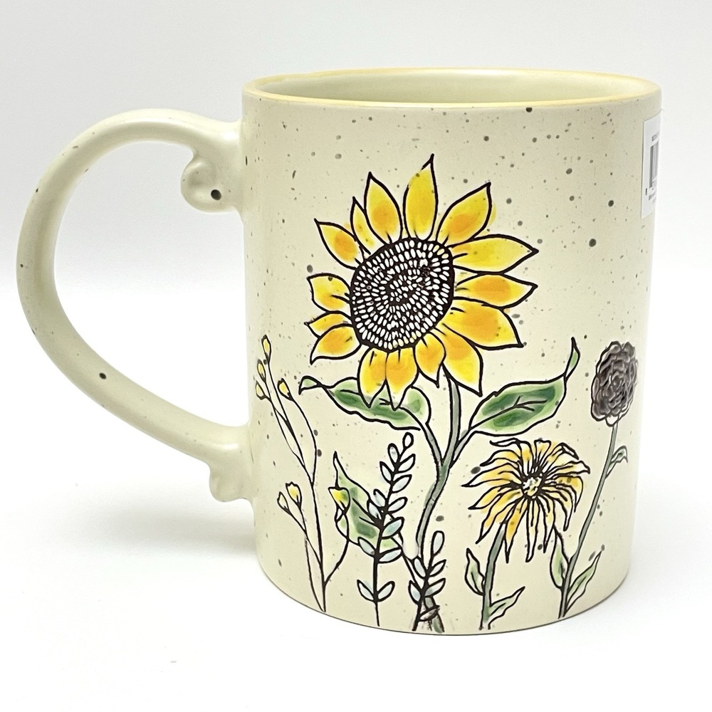 NEW Large Coffee Mug Midway‎ Valley Sunflowers Spectrum Designz 16 Ounce
